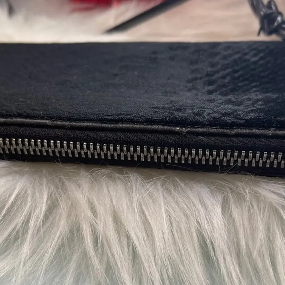 Stella McCartney fallabella black velvet python wallet
